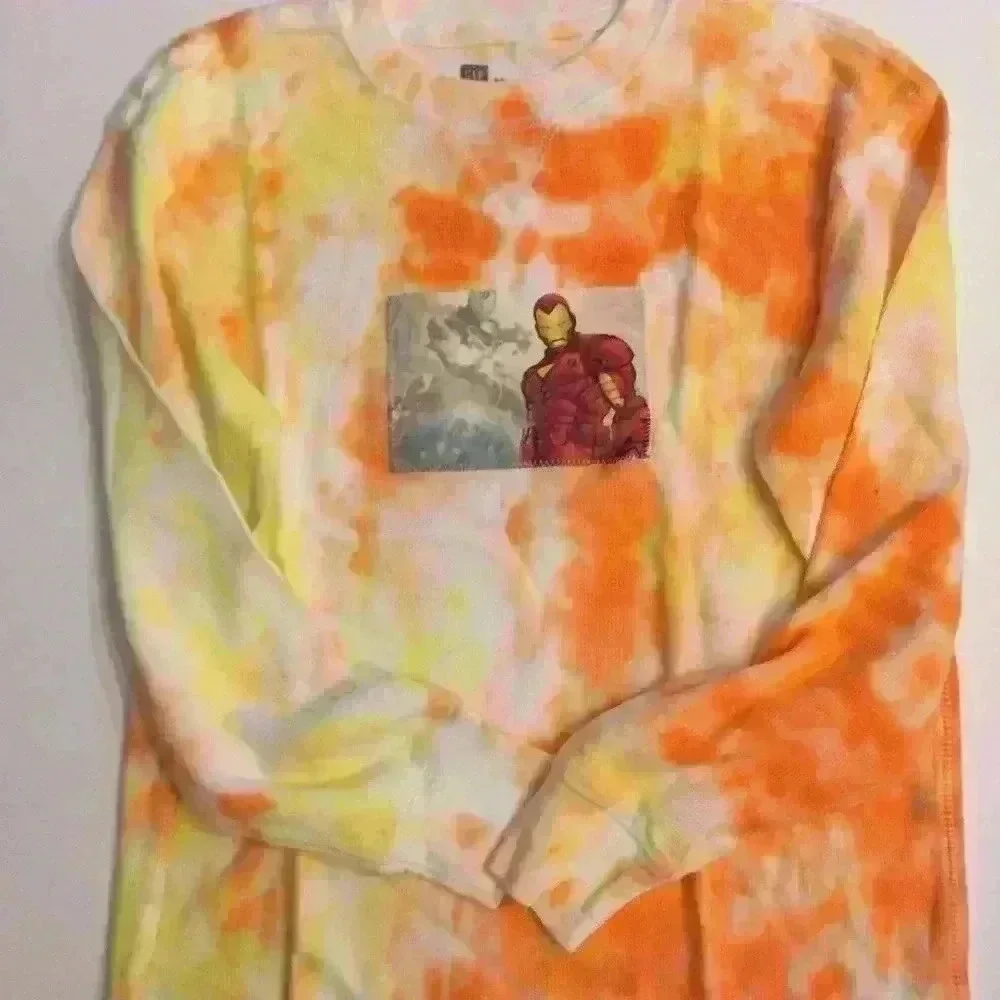 New! GAP Iron Man waffle tie dyed Shirt Boys M